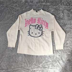 Divided H&M Hello Kitty Sweater Cream Pink Graphic Knit Size XS - Used